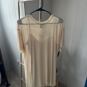 Forever 21 beige sequined woven dress with slip Size medium